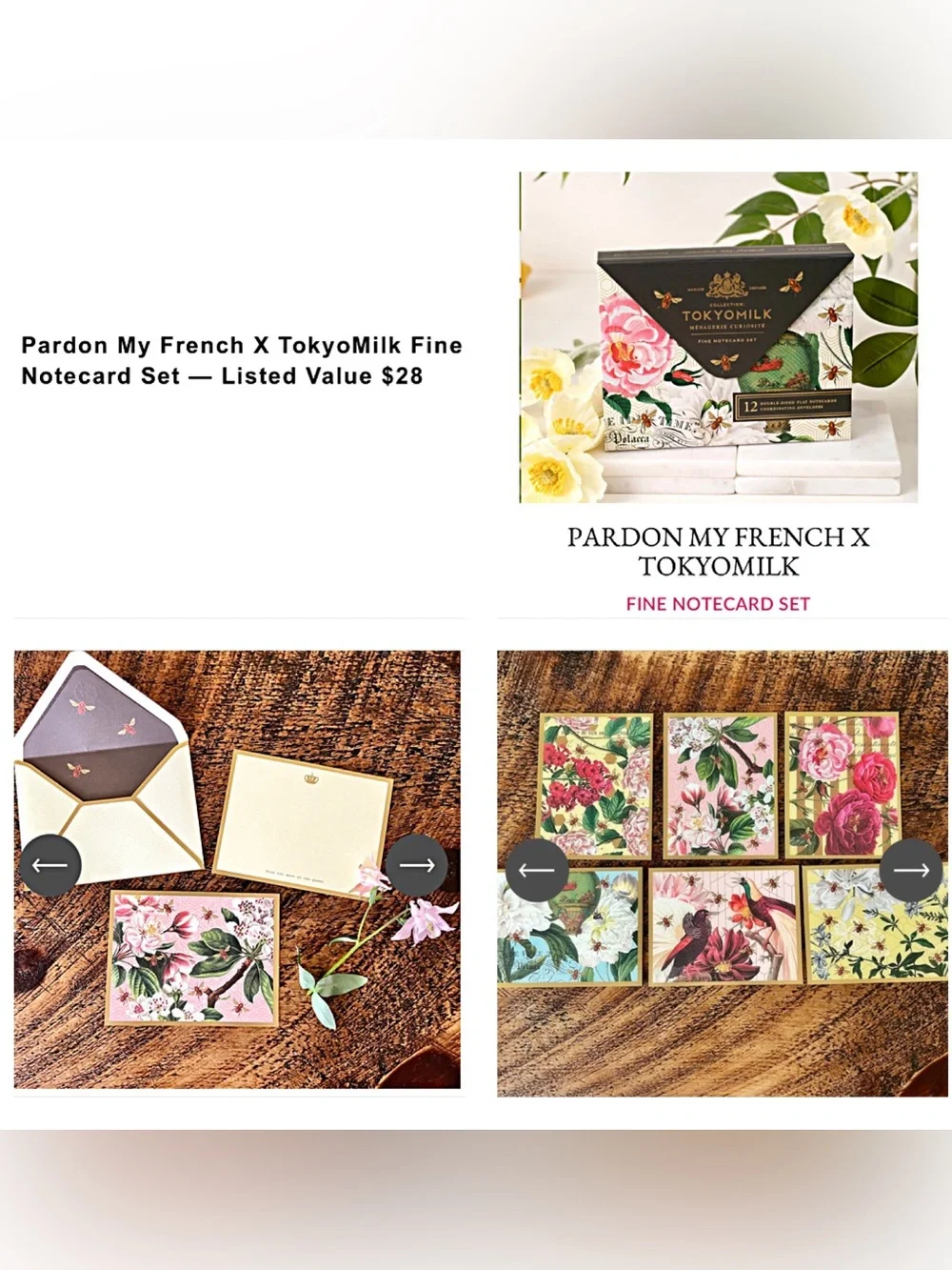 PARDON MY FRENCH X TOKYOMILK Limited Edition Margot Elena Notecards Notebook Wax
